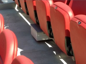 Under-seat Wi-Fi AP at Levi's Stadium. Photo: Paul Kapustka, MSR (click on any photo for a larger image)