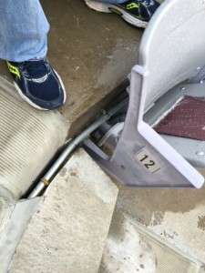 Close-up of conduit running to under-seat AP at Kyle Field. Photo: Paul Kapustka, MSR