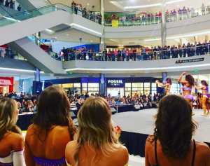 Minnesota Vikings cheer team tryouts at the mall.