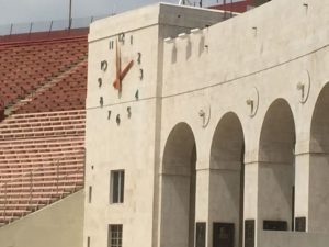 DAS antennas visible on the LA Coliseum's facade