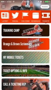 Screenshot of YinzCam's Browns app