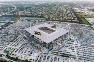 Artist rendering of the new Hard Rock branding on Miami's stadium. Credit: Miami Dolphins.