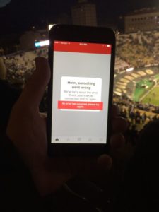 Error message shown while trying to connect to ESPN's website at Folsom Field on Nov. 19.