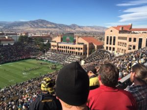 A look at the newer north and northeast structures at Folsom Field from the east stands.