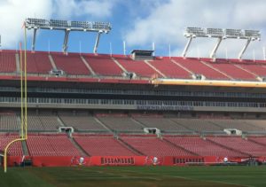 Tampa's Raymond James Stadium. DAS antennas visible on light standards. Photos credit: AT&T