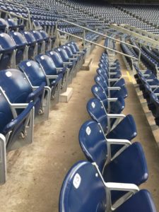 Under seat Wi-Fi APs visible down seating row at NRG Stadium. Credit: 5 Bars