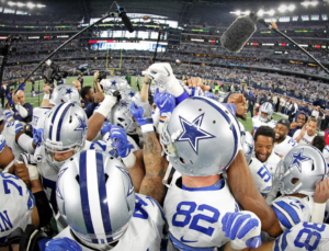 The Dallas Cowboys before taking the field against the Green Bay Packers in a Jan. 15 playoff game. Credit: James D. Smith/Dallas Cowboys